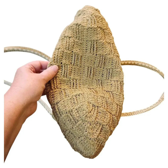 Stone Mountain Tan Weave Shoulder Bag Purse - Picture 4 of 10
